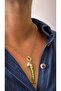Special Series Pearl Charm Green Curved Fish Figure Oval Chain Necklace