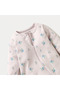 Floral Print Sleepsuit with Long Sleeves and Zip Closure - 3
