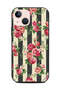 غطاء حماية لهاتف Apple iPhone 13 Mini زهور على شرائط سوداء وبيضاء