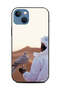 غطاء حماية لجهاز Apple iPhone 13 باللونين الأبيض والأسود مع رسمة نسر للخلف