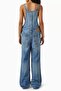 Denim Women's Jumpsuit, Adjustable Straps, Pockets and Mold Protection Design - 4