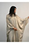 Grey Shiny Kaftan Open Abaya - 4