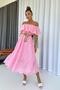Madonna Collar Fisto Detailed Belted Dress - Pink