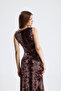 Slit Sleeveless Lycra Viscose Dress |   Elb35734 Coffee Tie Dye - 6