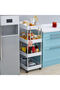 4 Layer Kitchen Storage Trolley Rack with Caster Wheels Plastic Kitchen Cabinet - 2