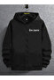 Los Angeles Printed Unisex 2Ip Knitted Fabric Hooded Oversize Zippered Cardigan