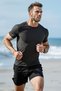 Men's Black Slim Fit Jersey Fabric Plain Sports Tshirt - 2
