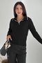 Women's Black Polo Neck Standard Size Knitwear Blouse - 6