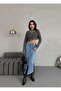 Women's Maxi Long Front Slit Medium Blue Denim Skirt - 4
