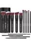 BS-MALL Premium 14 Pcs Synthetic Foundation Powder Concealers Eye Shadows Makeup Brush Set Black