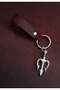 Trident 3-Piece Spear Symbol Keychain Hand Made Real Leather Keychain