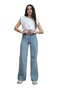 Women's Snow Washed High Waist Stretchy Wide Leg Jeans - 4