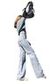 Young Girl's Blue Washed High Waist Lycra Loose Wide Leg Jeans - 2