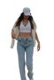 Women's Blue Snow Washed High Waist Lycra Wide Leg Jeans - 4