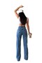Women's Blue Snow Wash High Waist Stretchy Classic Wide Leg Jeans - 3