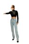 Women's Snow Washed High Waist Stretchy Wide Leg Jeans - 2