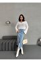 Women's Maxi Boy Front Slit Detail Light Blue Denim Skirt - 5