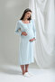 Blue Design Long Sleeve 100% Cotton Maternity Maternity Dressing Gown Nightgown Set - 5