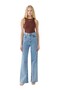 Women's Light Blue Snow Wash High Waist Stretchy Wide Leg Jeans - 5