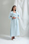 Blue Design Long Sleeve 100% Cotton Maternity Maternity Dressing Gown Nightgown Set - 4