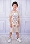 Unisex Change Printed Children's Short-Sleeved Summer Shorts with Elastic Waist and Pockets Bottom Top Suit - 3
