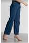 Suide Dark Blue Extra High Waist Lycra Wide Leg Palazzo Jean Trousers - 3