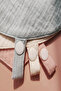 100% Cotton 3-Piece Muslin Baby Bib Set - with Pacifier Hanger |   Beige, Pink, Blue - 5