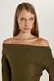 Women's Slim Fit Slim Fit Boat Neck Viscose Green Blouse - 2