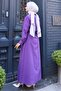 Buttoned Jacket Pocket Waist Tie Gilet Dress Purple Hm2785 - 7