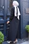 Buttoned Jacket Pocket Waist Tie-Up Gilet Dress Black Hm2785 - 7