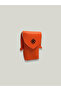 Women's Leather Orange Waterproof Phone Wallet Cross Shoulder Bag with Strap - 3