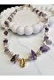 Amethyst Stone and Pearl Detailed Necklace – Figure Tip, Handmade Design - 4