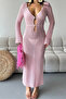Women's Pink Maxi Size Knitwear Pareo Nbmylk28 - 2