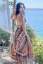Beige Color Halter Neck Backless Dress - 4