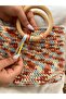 Mixed Color, Wooden Handle Knitting Bag - Inner Lined - Moly Ip - 6