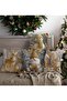 New Year Themed Santa Claus Deer Theme Gold Patterned 4-Piece Digital Printed Gift Pillow Cushion Cover