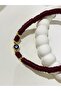 Evil Eye Beaded Burgundy Color Fimo Necklace - 4