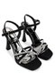 Women's Faux Leather Black Heeled Shoes - 3