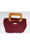 Wooden Handle Knitting Bag - Macrome String - Inner Lining - Hand Made - 5