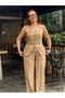 Women's Vest Pants Bottom Top Set with Belt Detail - 3