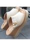 2510904Y Women's Genuine Leather Wedge Sole Slippers - 4