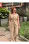 Women's Vest Pants Bottom Top Set with Belt Detail - 4