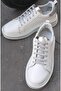 25150011Y Women's Genuine Leather White Sneaker Shoes - 6