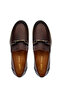Men's Genuine Leather Dark Tan Loafer Shoes - 5