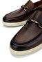 Men's Genuine Leather Dark Tan Loafer Shoes - 4