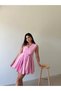 Pink Padded V-Neck Flounce Dress - 2