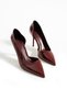 Burgundy Patent Leather Stiletto Shoes - Pointed Toe Stylish Comfortable Women's Evening Dress Heels - 2