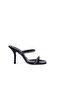 Anthracite Stone Double-Strapped Heeled Leather Slippers