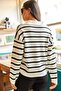 Women's Polo Neck Striped Knitwear Blouse - 2