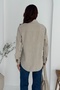 Women's Beige Sequin and Embroidery Embroidered Linen Shirt - 7